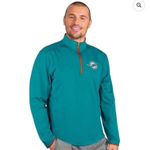 Antigua NWT Miami Dolphins Men's Quarter-Zip Teal Pullover Size Large